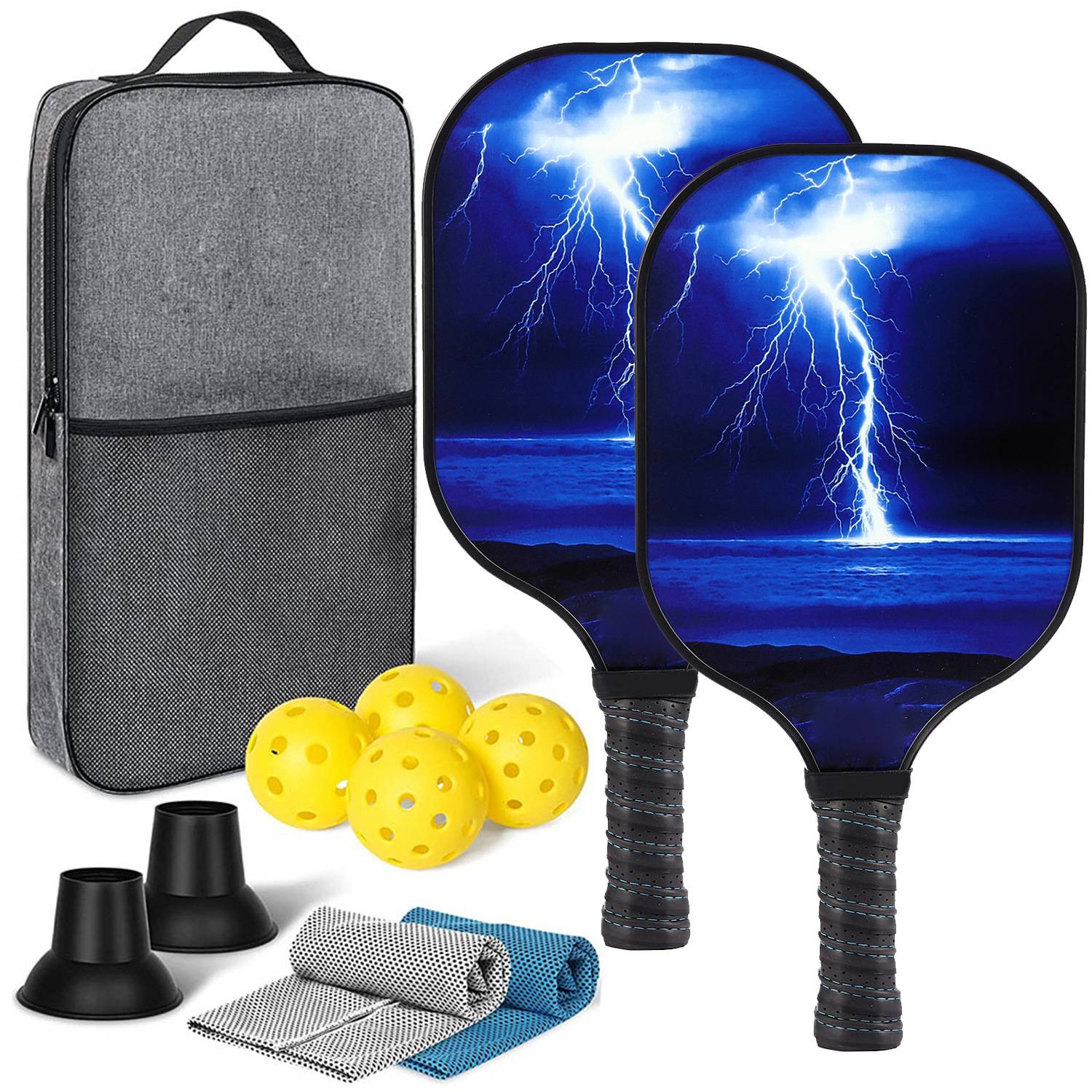 [Ultra-Light match-level carbon fiber-11] Double shot+4 balls+backpacks+two sweat towels+two ball pickups